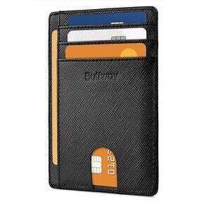 Buffway Slim Small Wallet Unisex Minimalist Leather Front Pocket/ID Window New